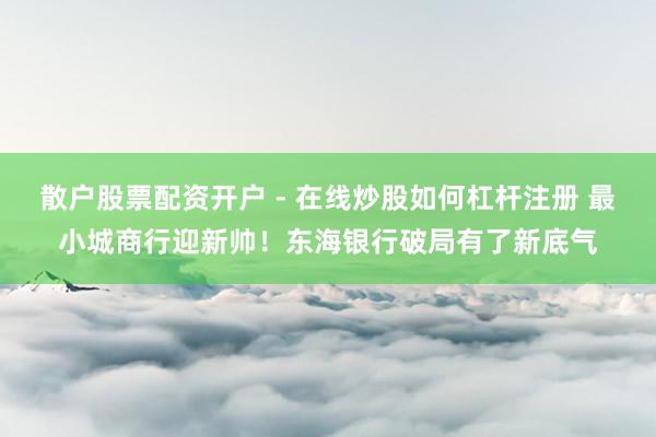 散户股票配资开户 - 在线炒股如何杠杆注册 最小城商行迎新帅！东海银行破局有了新底气