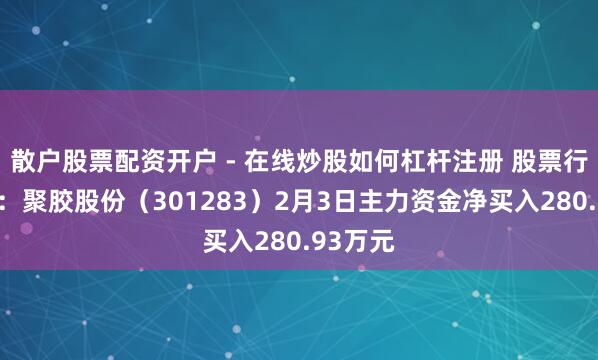 散户股票配资开户 - 在线炒股如何杠杆注册 股票行情快报：聚胶股份（301283）2月3日主力资金净买入280.93万元